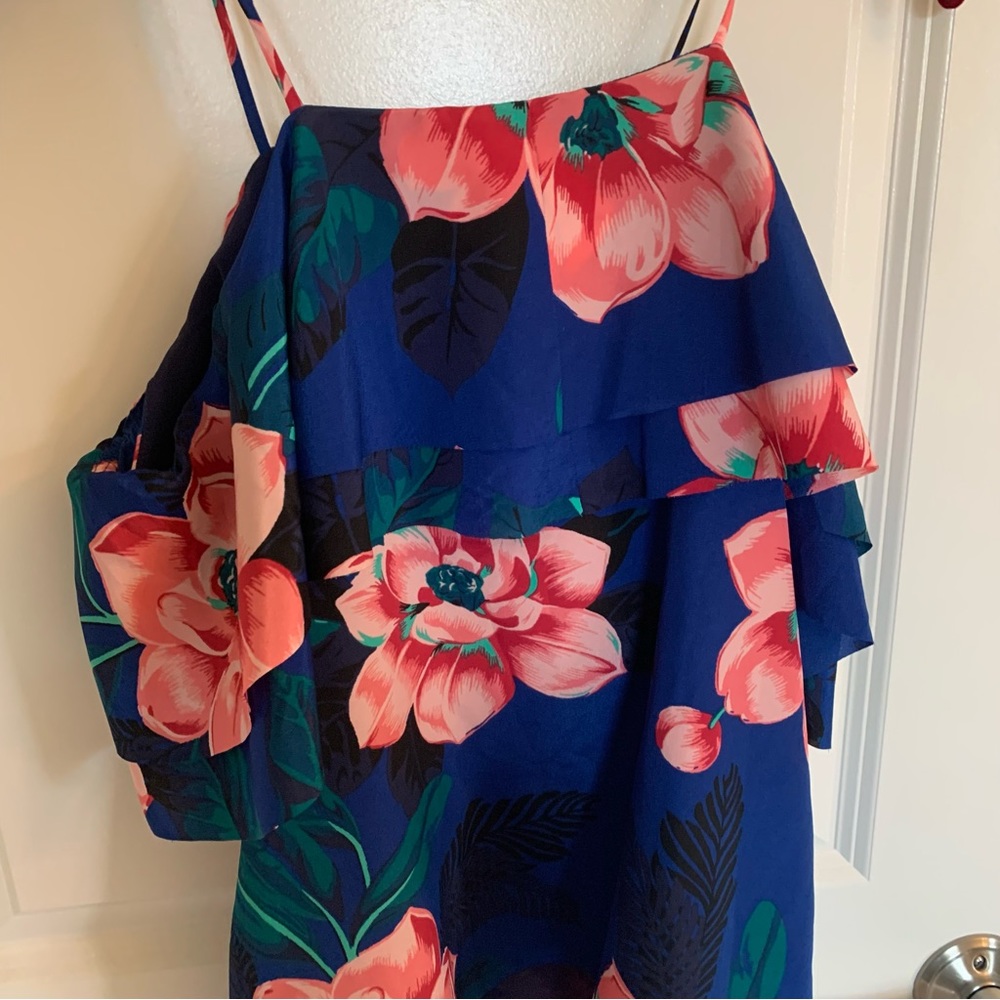Banana Republic Tropical Floral Cold Shoulder Top XS - Picture 8 of 9